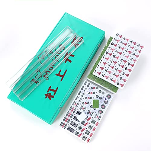 BFNDSSEOU Chinesisches Mahjong-Spiel-Set Mini-Chinesisches Mahjong-Spielset mit 144 Melaminsteinen, 2 Würfeln, 2 Ersatzsteinen, 4 Linealen, Reiseset von BFNDSSEOU