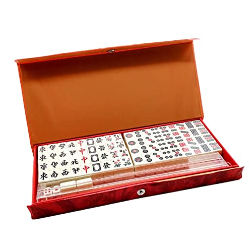 Chinesisches Mahjong-Spiel-Set Chinesisches Majong-Set, Mini-Mahjong mit langer Box, Mahjong-Set for Zuhause oder unterwegs, Familienspiel, Party, Treffen mit Freunden, Spiel, Tischspiel, Brettspiel von BFNDSSEOU