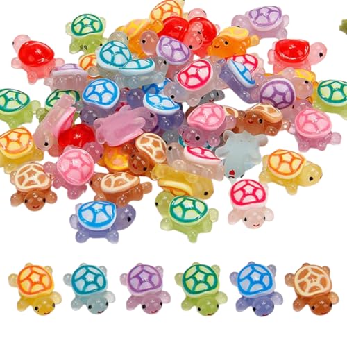 60 Stück Mini Figuren Schildkröten Harz,Kunstharz Turtle,Schildkröte Deko,Kleine Turtles Figuren Wichtel,Badewannenspielzeug,Es Wird Glühen,Kunststoff,DIY Micro Landschaft Szenen,Topfdekoration,Kinde von BFUZXY