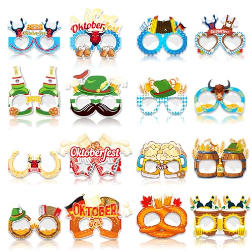 24 Stück Oktoberfest Deko,Bier Sonnenbrille Accessoires für Oktoberfest,Bayrische Dekoration,Oktoberfest Partybrille Foto Requisiten,Lustige Partybrillen für Bierfest Bierzelten Bier Festival München von BFUZXY