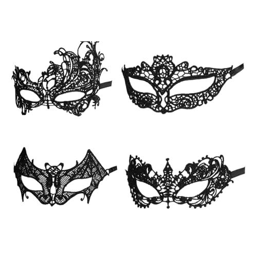 BFUZXY 4 Stück Venezianische Maske Damen Spitze für Maskerade, Karneval, Halloween von BFUZXY