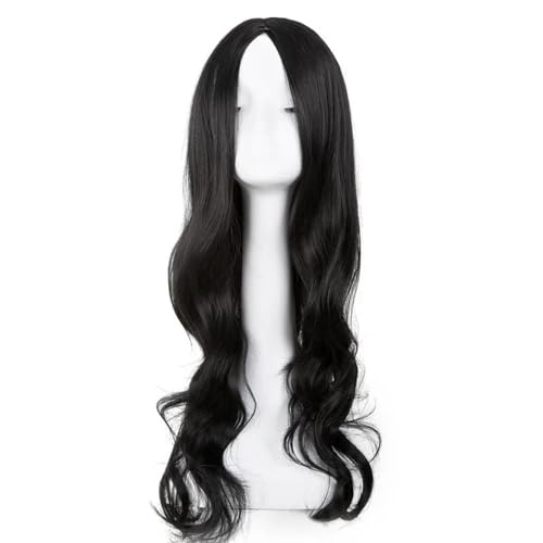 AnimeKostüm,Cosplay Perücke, Mittelscheitel, blondes Damenhaar, Kostüm, Karneval, Halloween, Party, Salon, Haarteil, modische Perücke, flachsblondes, mittelscheiteliges, langes, lockiges Haar(Natural von BFVAKBKYT