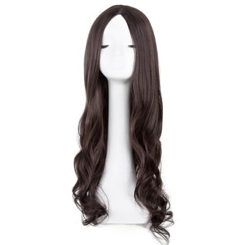 AnimeKostüm,Cosplay Perücke, Mittelscheitel, blondes Damenhaar, Kostüm, Karneval, Halloween, Party, Salon, Haarteil, modische Perücke, flachsblondes, mittelscheiteliges, langes, lockiges Haar(Brown) von BFVAKBKYT