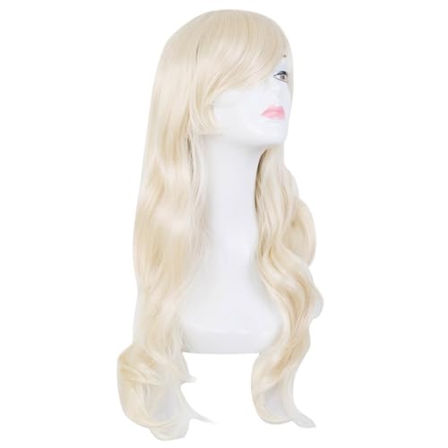 BFVAKBKYT AnimeKostüm,Cosplay Perücke, Synthetisches hitzebeständiges langes gewelltes blaues Frauenhaarkostüm Karneval Halloween Masque Party Salon Haarteil(Blonde) von BFVAKBKYT