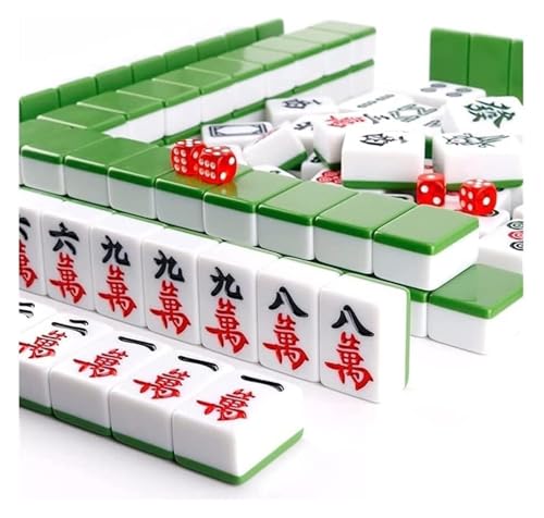 BFVAKBKYT Chinesisch Majong Set, 42 mm großes Mosaik mit Reiseetui for Erwachsene, Jungen und Mädchen, 144 Mosaik-Mah-Jongg-Spiel, hergestellt in China von BFVAKBKYT