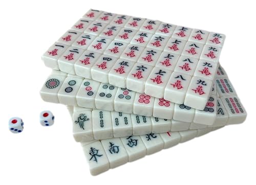 BFVAKBKYT Chinesisch Majong Set, Leichte Mahjong-Sets mit klarer Gravur, kompakt for zu Hause und das Wohnheim, idealer Reisebegleiter for Schule und Ausflüge.(White) von BFVAKBKYT