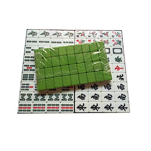 BFVAKBKYT Chinesisch Majong Set, Lustiges Mah-Jongg mit 144 Kacheln, traditionelle chinesische Version, Mah Jongg mit leicht lesbarem tragbarem Spielset, Party, Hausparty(Green) von BFVAKBKYT