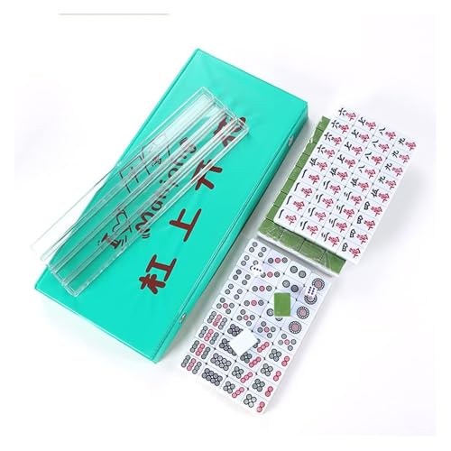 BFVAKBKYT Chinesisch Majong Set, Mini-Chinesisches Mahjong-Spielset mit 144 Melaminsteinen, 2 Würfeln, 2 Ersatzsteinen, 4 Linealen, Reiseset von BFVAKBKYT