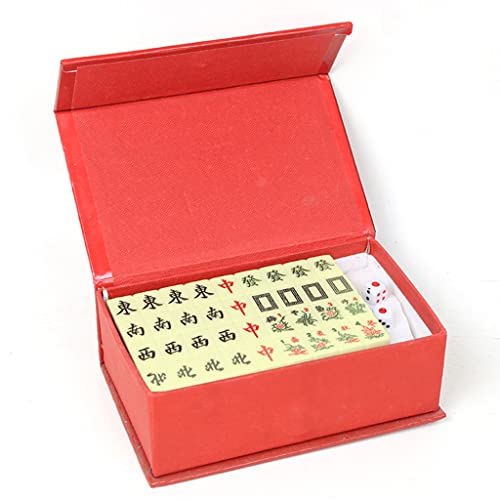 BFVAKBKYT Chinesisch Majong Set, Mini-Mahjong, traditionelles chinesisches Mahjong-Set, 144 Steine, mit verziertem Aufbewahrungskoffer(Ivory) von BFVAKBKYT