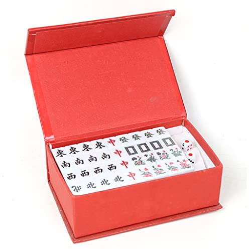 BFVAKBKYT Chinesisch Majong Set, Mini-Mahjong, traditionelles chinesisches Mahjong-Set, 144 Steine, mit verziertem Aufbewahrungskoffer(White) von BFVAKBKYT