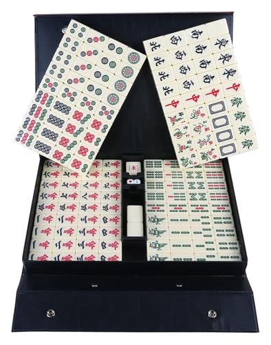 BFVAKBKYT Chinesisch Majong Set, Mit Tragetasche for unterwegs, chinesisches Mahjong-Spielset for Reisen, Party, Familienspiel von BFVAKBKYT