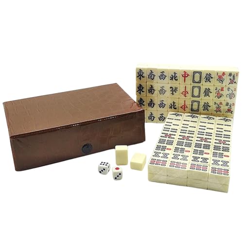 BFVAKBKYT Chinesisch Majong Set, Traditionelle chinesische Spiele, 144 weiße gravierte Mini-Kacheln, for Familientreffen und Freizeit, Spielegeschenke im chinesischen Stil von BFVAKBKYT