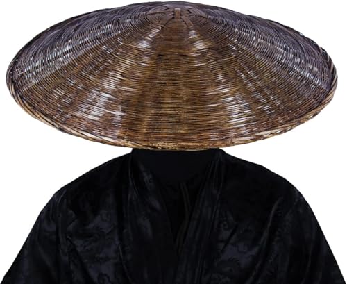 BFVAKBKYT Ninja-Bambus-Hut Retro, Traditioneller Samurai-Schwertkämpfer-Cosplay-Hut, chinesischer Bambushut, 21" Durchmesser x 4" Tiefe(Bruin) von BFVAKBKYT