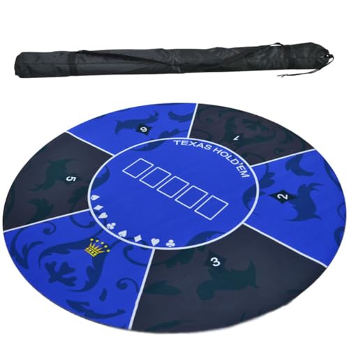 Professionelle Pokermatte für Tische, 1,2 x 1,2 m Texas Hold'em Tragbare Pokertischplatte aus Gummi, Spiellayoutmatte for 6 Spieler mit Tragetasche(0.6 x 0.6 M) von BFVAKBKYT