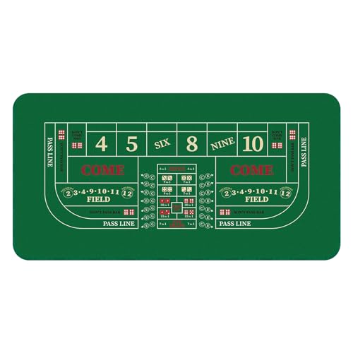 Professionelle Pokermatte für Tische, Professionelle Pokermatte for den Tisch mit Tragetasche, rutschfeste Tischabdeckung aus Gummi mit Craps-Würfelspiel-Layout for Partys(L) von BFVAKBKYT