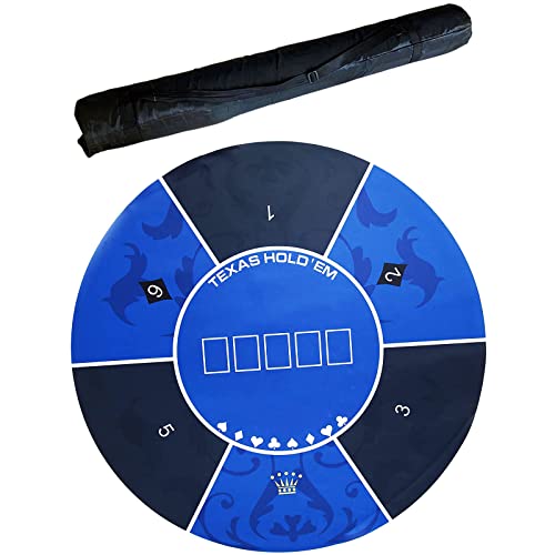 Professionelle Pokermatte für Tische, Professionelle Pokermatte mit Faltbarer Tragetasche, perfekt for Familienfeiern, Pokerspiele(Blue) von BFVAKBKYT