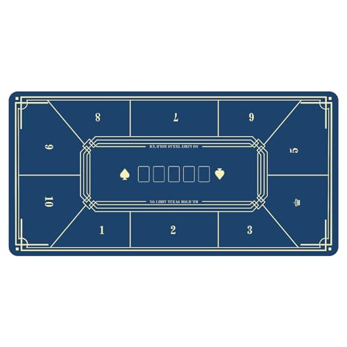 BFVAKBKYT Professionelle Pokermatte für Tische, Professionelle Tisch-Layoutmatte mit Tragetasche, Gummi-Spiel-Layout-Tischabdeckung for Partys(Blue,L) von BFVAKBKYT