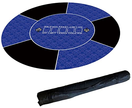 Professionelle Pokermatte für Tische, Rutschfestes professionelles Texas Hold'em-Tisch-Layout, mit Faltbarer Tragetasche, perfekt for Familienfeiern(Blue,120cm/47inch) von BFVAKBKYT