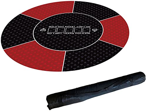 Professionelle Pokermatte für Tische, Rutschfestes professionelles Texas Hold'em-Tisch-Layout, mit Faltbarer Tragetasche, perfekt for Familienfeiern(Red,120cm/47inch) von BFVAKBKYT