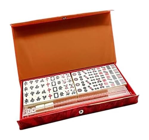 Chinesisch Majong Set, Chinesisches Majong-Set, Mini-Mahjong mit langer Box, Mahjong-Set for Zuhause oder unterwegs, Familienspiel, Party, Treffen mit Freunden, Spiel, Tischspiel, Brettspiel von BFVAKBKYT