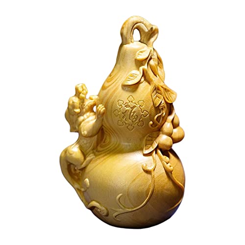 Natürliche getrocknete Kürbis-Wasserflasche, Buddha 2 Stück Buchsbaum Kürbis Skulptur Holzschnitzerei Segen Anhänger Reiche Auto Hängende Glücksstatue Wohnkultur Buddha Statue Surong von BFVAKBKYT