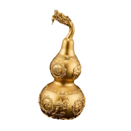 Natürliche getrocknete Kürbis-Wasserflasche, Chinesisches Kürbisornament aus Messing, Tischdekoration, Einweihungsgeschenk, Miniaturfiguren, Kürbisstatue for Tafelaufsatz, Arbeitszimmer, 18 cm(15cm) von BFVAKBKYT