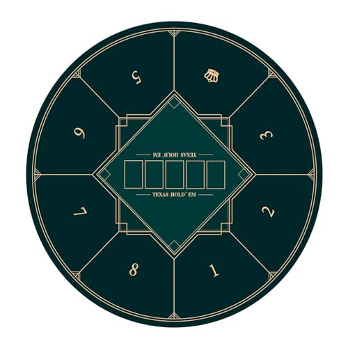 Professionelle Pokermatte für Tische, Tragbare, runde Pokermatte for Texas Holdem, 8 Spieler, zusammenklappbare Pokertischplatte mit bedruckter Matte im Art-Deco-Layout(Green,L) von BFVAKBKYT