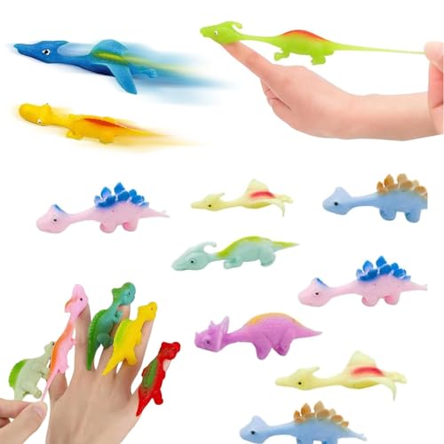 BFYHVP 10 Stück Schleuder-Dinosaurier-Fingerspielzeug, Schleuder Dinosaurier, Dinosaurier Spielzeug, Schleuder-Dinosaurier-Finger Spielzeug, Dinosaurier, Schleuder, Dinosaur, Slingshot von BFYHVP