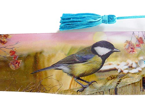 Lesezeichen Kohlmeise Vogel 15,5 cm Design Bookmarks mit Kordel Deko GG 3583 von BG Lesezeichen