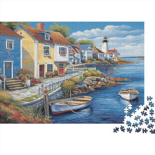 Küstenstadt 1000 Teile,Impossible Puzzle,GesKükenlichkeitsspiel Für Die Ganze Familie, Erwachsenen Puzzlespiel Puzzel 1000pcs (75x50cm) von BGACVZLCV