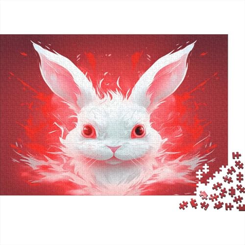 White Kaninchen 1000 Stück Puzzles Für Erwachsene Teenager Stress Abbauen Familien-Puzzlespiel Mit Poster in 1000-teiliges Puzzle Kinder Lernspiel Spielzeug Geschenk Puzzel 1000pcs (75x50cm) von BGACVZLCV