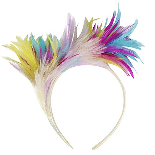 BGFIPAJG Bunt Feder Stirnband Fascinator Stirnbänder Cosplay Haarband Karneval Party Kopfschmuck Regenbogen Feder Haarreif Feder Kopfbedeckung Kostüm arnevalskopfbedeckung von BGFIPAJG