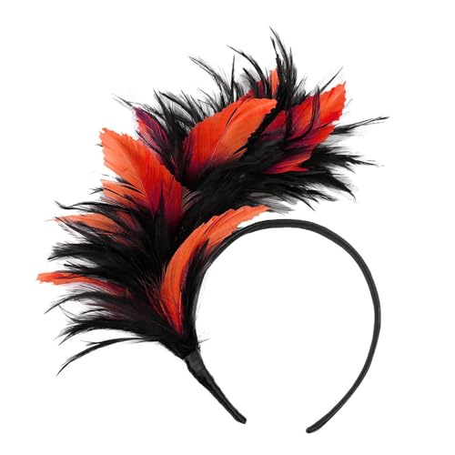 BGFIPAJG Bunt Feder Stirnband Fascinator Stirnbänder Cosplay Haarband Karneval Party Kopfschmuck Regenbogen Feder Haarreif Feder Kopfbedeckung Kostüm kleid regenbogen damen von BGFIPAJG