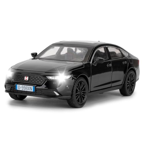 BGHSCA Kompatibel für Honda Accord Auto Modell, 1:32 Maßstab Diecast Spielzeugauto mit Lichtern und Sound, Alloy Pull Back Auto für Kinder Erwachsene Geburtstag Geschenk (Schwarz) von BGHSCA