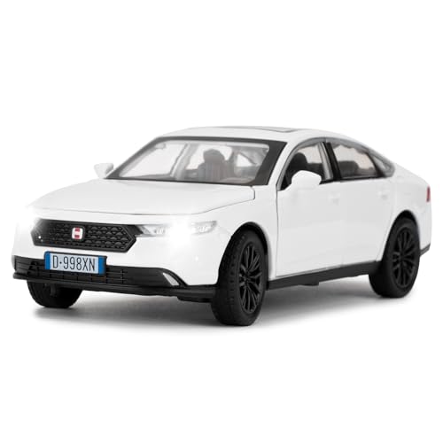 BGHSCA Kompatibel für Honda Accord Auto Modell, 1:32 Maßstab Diecast Spielzeugauto mit Lichtern und Sound, Alloy Pull Back Auto für Kinder Erwachsene Geburtstag Geschenk (Weiß) von BGHSCA