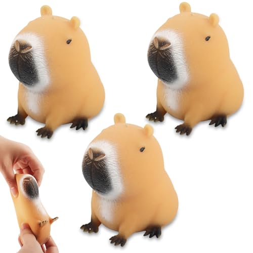 3 Stück Capybara Squeeze Toy, Kugelfisch Stressball, Capybara Stress Spielzeug, Squishy Squeeze Spielzeug, Fidget Toys Squishies, Anti Stress Spielzeug für Lernspielzeug Kinder Erwachsene Geschenke von BGNXHYB