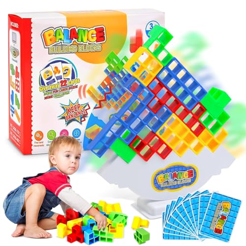 BGTLJKD 64Pcs Tetra Tower Spiel, Tetris Balance Spielzeug Tower Game, Lustige Kreatives Stapelspiel Spielzeug für Kinder, Stapelblöcke Balancing Spiel für Jungen und Mädchen ab Jahre 3+ von BGTLJKD