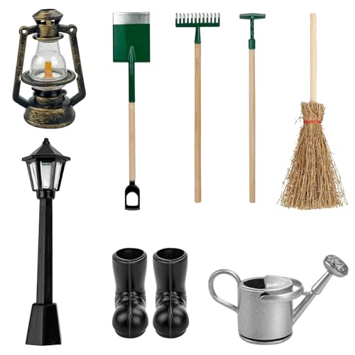 BGTLJKD 8 Stück Miniatur Wichtel Zubehör Garten, Miniatur Puppenhaus Gartengeräte Set, Mit Straßenlampe,Öllampe,Spaten,Kehrbesen,Stößel,Rechen,Gießkanne,Gummistiefel,Puppenhaus Garten Miniatur deko BGTLJKD 8 Stück Miniatur Wichtel Zubehör Garten, Miniatur Puppenhaus Gartengeräte Set, Mit Straßenlampe,Öllampe,Spaten,Kehrbesen,Stößel,Rechen,Gießkanne,Gummistiefel,Puppenhaus Garten Miniatur deko von BGTLJKD