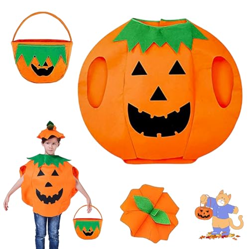 BGTLJKD Kürbis Kostüm Halloween Kürbis Kostüm, Halloween Kinder Kürbis Kostüm Anzug Lustige Kürbis Party Cosplay Kleidung mit Mütze Karnevals-Kostüme für Halloween Kinder Erwachsene (Kinder) von BGTLJKD