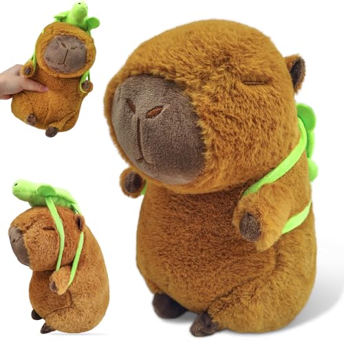 BGTLJKD Simulation Capybara Plüschtier, 23cm Niedlichen Capybara Kuscheltier, Capybara Tragende Schildkröte, Simulation Tier Capybara Puppen Gefüllter Super Weiche Stofftier Geschenke für Kinder von BGTLJKD