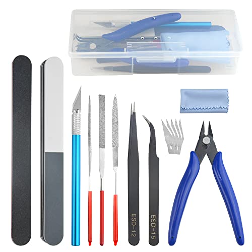 BGTXINGI 15PCS Modeler Basic Tools Craft Set Gundam Model Tools Kit mit Kunststoff-Box für Modell Assemble Car Hobby Modellbau Reparatur und Fixing DIY Craft Kit von BGTXINGI