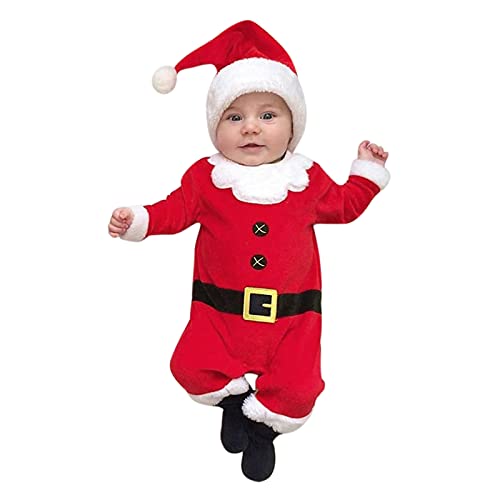 BIBOKAOKE Weihnachtsmann Kostüm für Baby,Baby Weihnachtsoutfit Junge und Mädchen,Baby Weihnachtskostüm Warm Halten, Baby Weihnachtself Kostüm,Weihnachten Geschenk für Babys Im Alter Von 3–18 Monaten von BIBOKAOKE