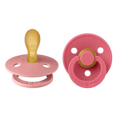 BIBS® Schnuller Colour Symmetrischer Sauger Dusty Pink/Coral 6-18 Monate, 2 Stk. von BIBS®