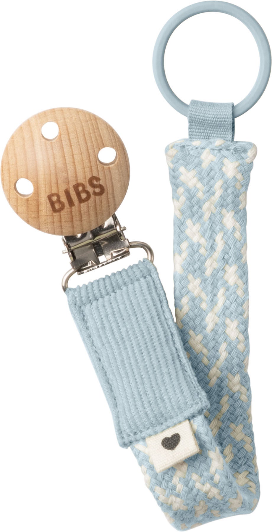 BIBS Braid Schnullerhalter, Baby Blue/Ivory von BIBS