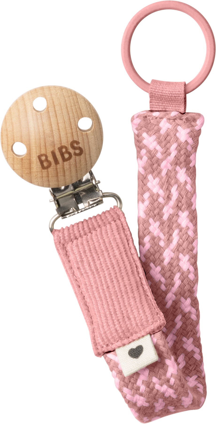 BIBS Braid Schnullerhalter, Dusty Pink/Baby Pink von BIBS