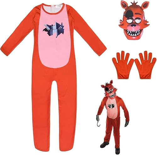 BIEGMAI FNAF Kostüm Bonnie Foxy Fazbear Cosplay-Overall, Sicherheitsverletzung, FNAF-Spielcharakter, Halloween-Body für Party, Kostüm, Outfit (einäugiger Fuchs, 110) von BIEGMAI