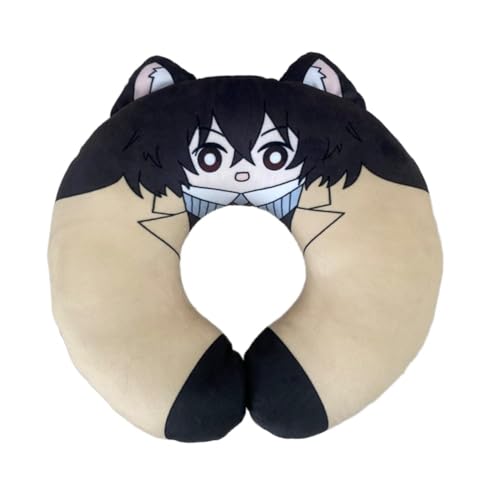 BIEGMAI U-förmiges Nackenkissen aus Plüsch für Reisen/Schlafen, weiches gefülltes Plüsch, Dazai/Chuuya, Anime-Figuren, Plüschkissen, dekorativ, 33 cm (Typ 1) von BIEGMAI