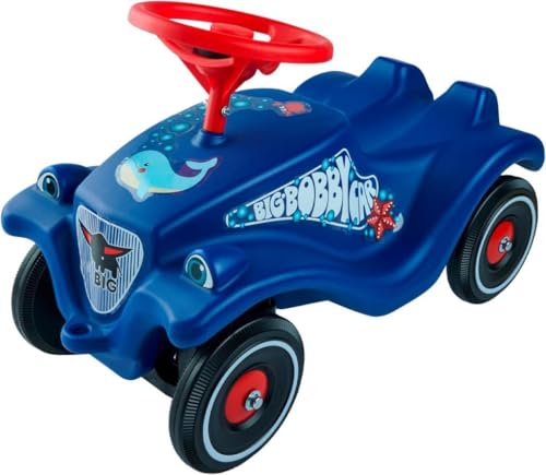 BIG-Bobby-Car Classic Ocean - Kinderfahrzeug mit Aufklebern in Ozean Design, für Jungen und Mädchen, belastbar bis zu 50 kg, Rutschfahrzeug für Kinder ab 1 Jahr, blau, Vlau von BIG Spielwarenfabrik