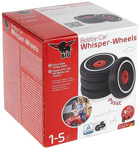 BIG - Bobby Car Whisper Wheels - Flüsterräder für Rutscher Autos, Reifen-Set mit Befestigungsclips und Montageanleitung, für Kinder ab 1 Jahr, Schwarz von BIG Spielwarenfabrik