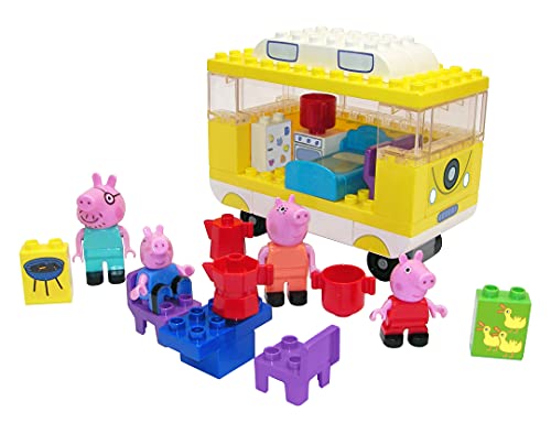 BIG-Bloxx Peppa Pig Camper - Peppa´s Campingwagen, Construction Set, BIG-Bloxx Set bestehend aus Familie und Camper, 54 Teile, für Kinder ab 18 Monaten von Simba